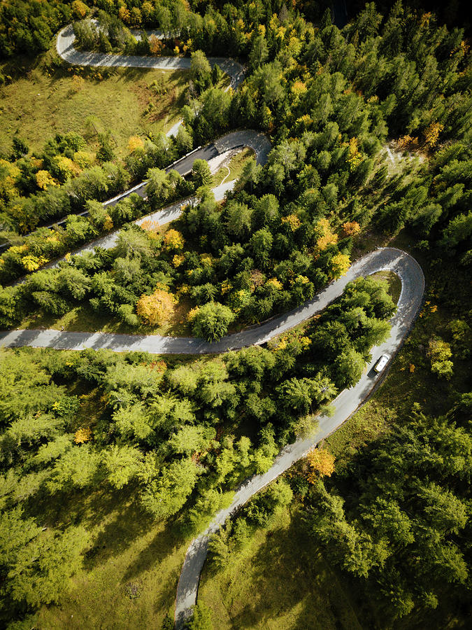 Aerial View Of Vrsic Pass, Julian Alps, Triglav National Park, Upper ...