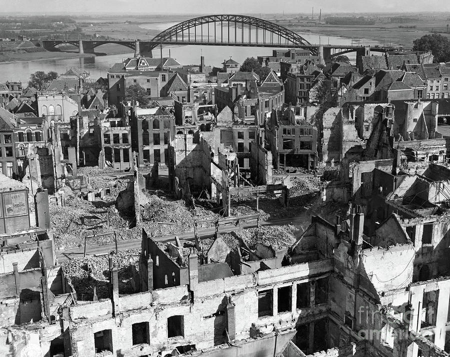 Aerial View Of War Torn Buildings Photograph by Bettmann