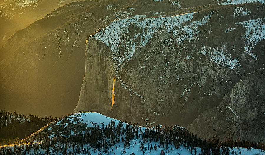 Yosemite National Park Photograph - Aerial View Of Yosemite Firefall by Ning Lin