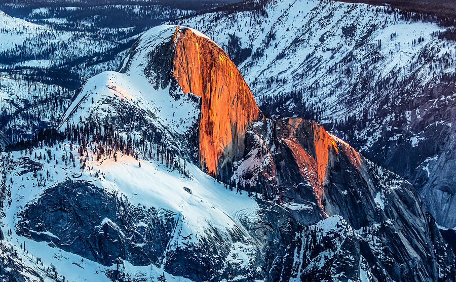 Winter Photograph - Aerial View Of Yosemite Half Dome In Winter by Ning Lin