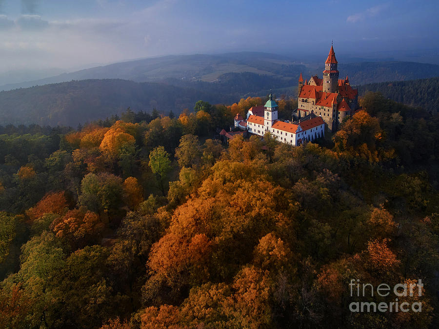 Magic Photograph - Aerial View On Romantic Fairy Castle In by Martin Mecnarowski Magic Photograph - Aerial View On Romantic Fairy Castle In by Martin Mecnarowski