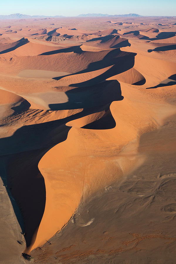 Aerial view of red sand dunes of the … – License image – 70471882 ❘  lookphotos