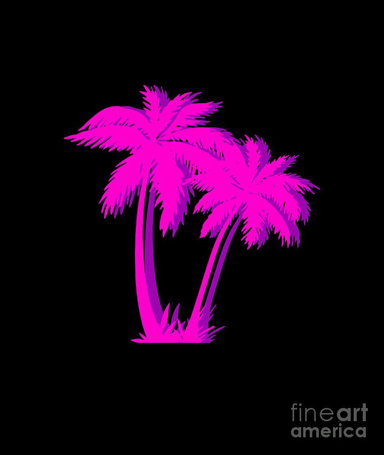 Aesthetic Vaporwave Pink Palm Tree Digital Art by DC Designs SuaMaceir