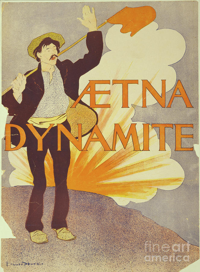 Flag Drawing - Aetna Dynamite, 1895 by Edward Penfield