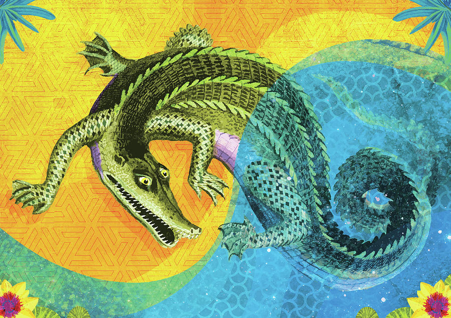 Crocodile Digital Art - Africa Dreaming Crocodile by Tony Pinchuck