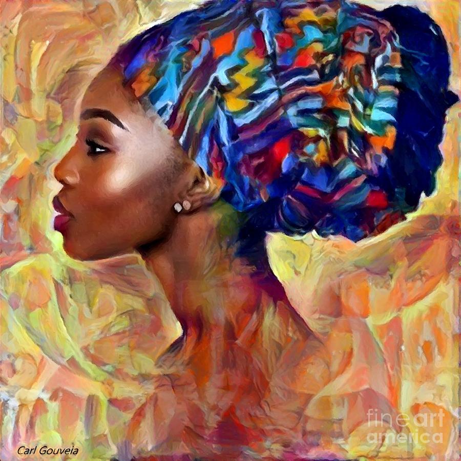 Africa Girl Abstract 2 Mixed Media by Carl Gouveia