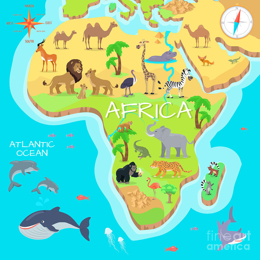 Africa Regions Political Map Cartoon Vector Cartoonde 2684