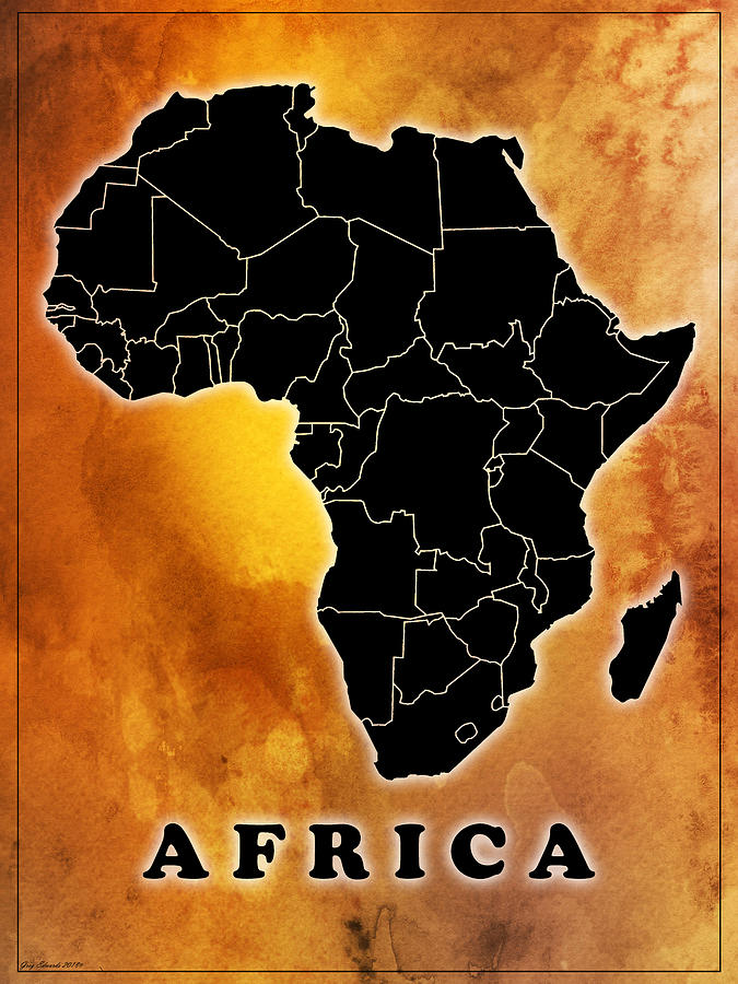 Africa Map Style 1 Drawing by Greg Edwards