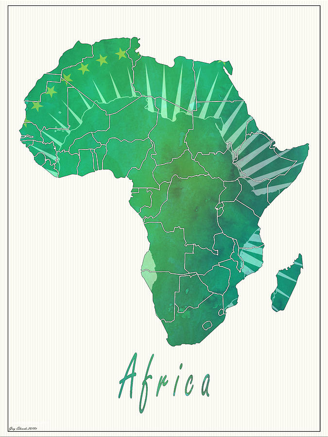 Africa Map Style 3 Drawing by Greg Edwards