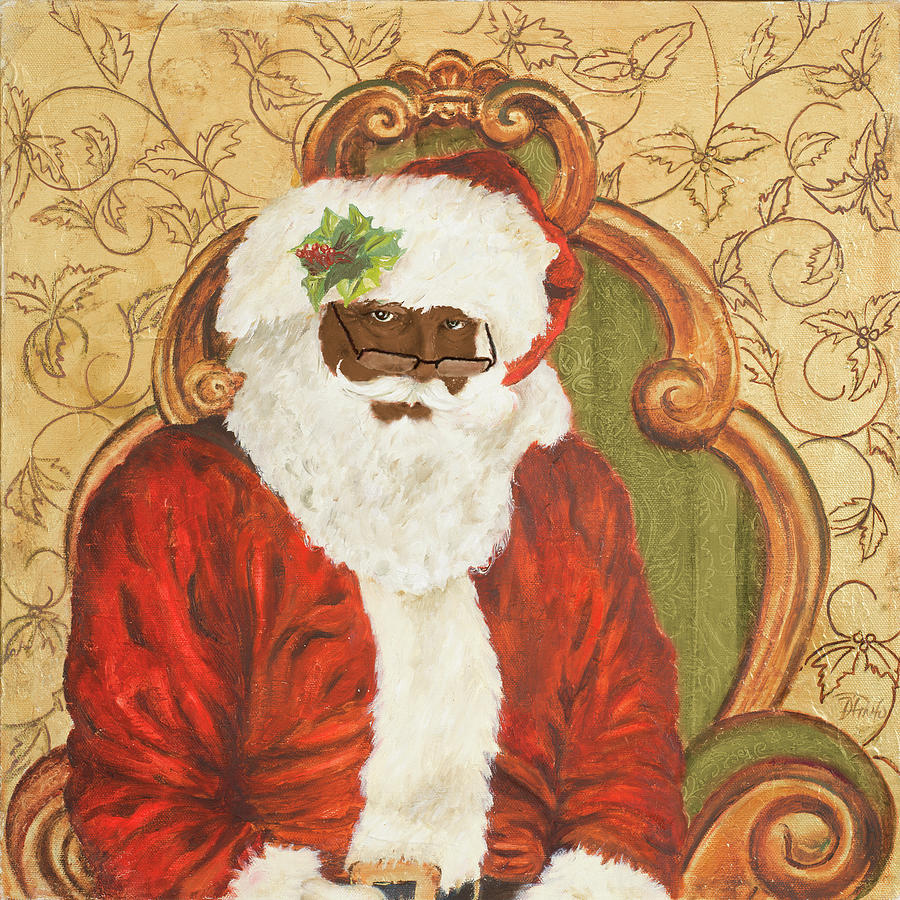 Christmas Painting - African American Sitting Santa by Patricia Pinto