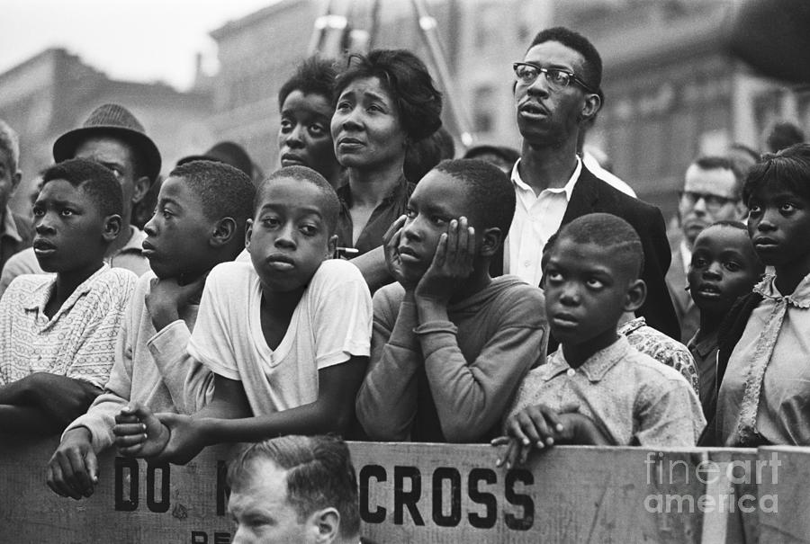 African Americans Behind Police Barrier Photograph by Bettmann