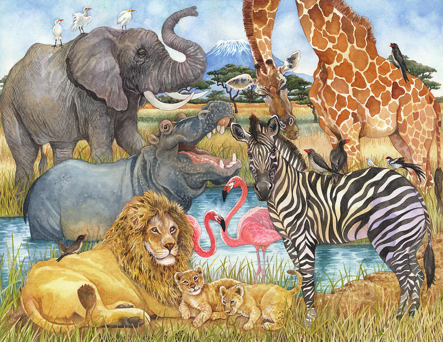 African Animals Painting by Wendy Edelson - Fine Art America