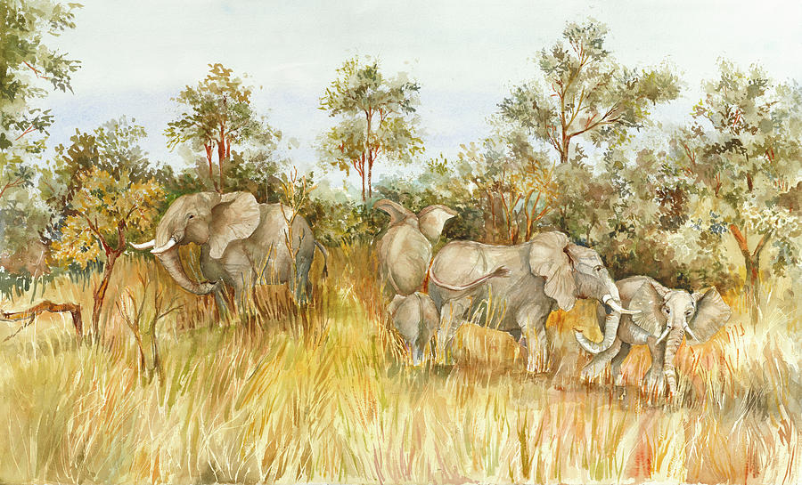 Elephant Painting - African Elephant by Joanne Porter