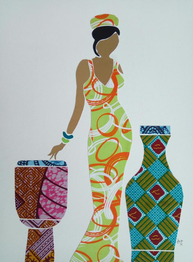 African Fabric Collage 4 Mixed Media by Art of Dio