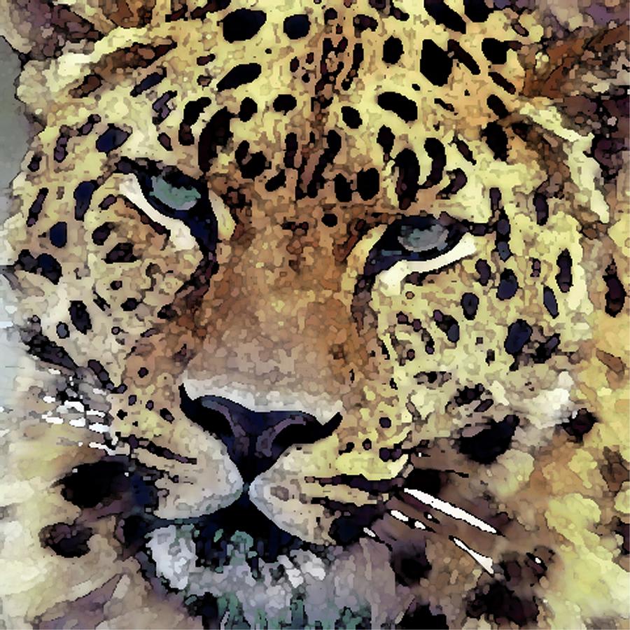 African Leopard Watercolor Digital Artwork Digital Art by Christiaan Bekker