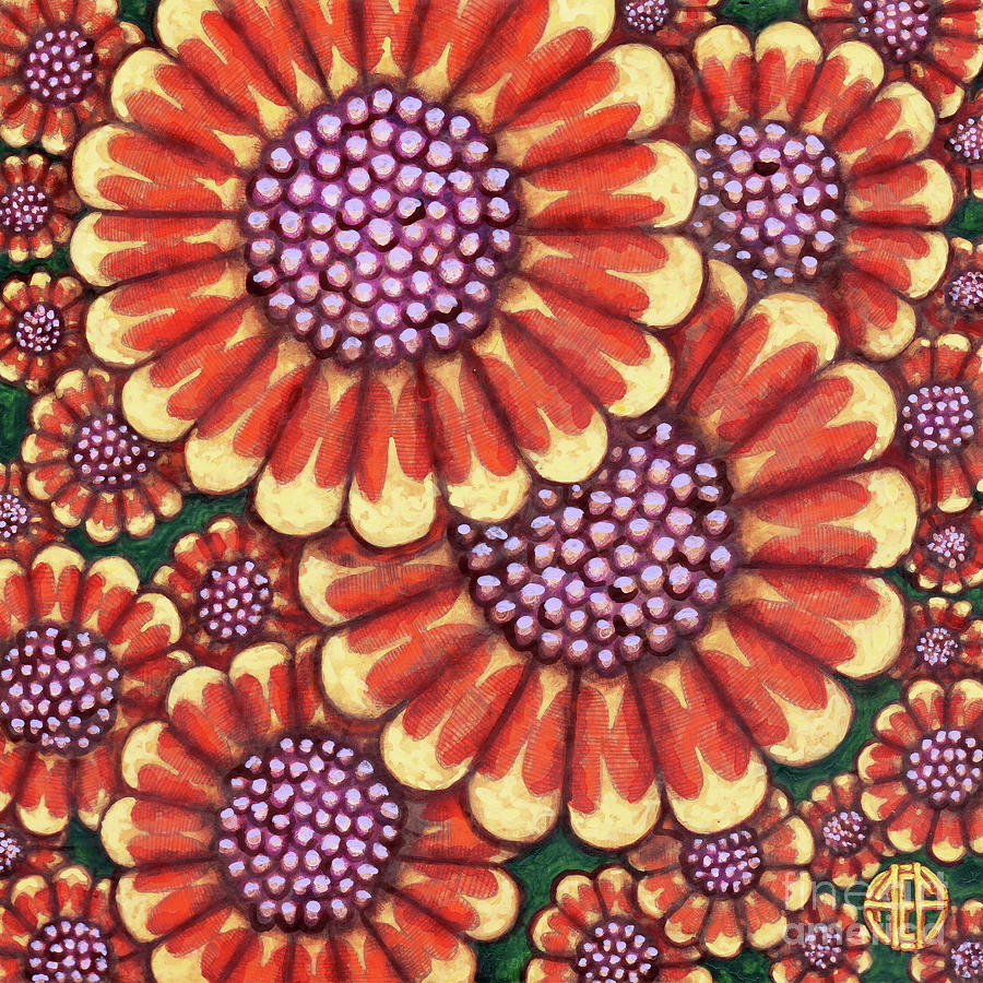 African Orange Daisy Tapestry Painting by Amy E Fraser