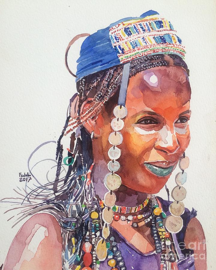 African Sudanese girl from west Painting by Mohamed Fadul - Pixels