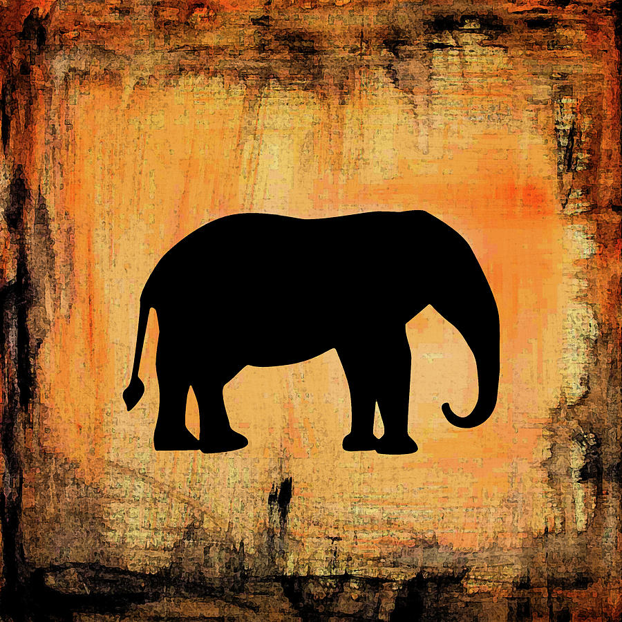 Wildlife Digital Art - African Sunset with Elephant by Robert Frank Gabriel