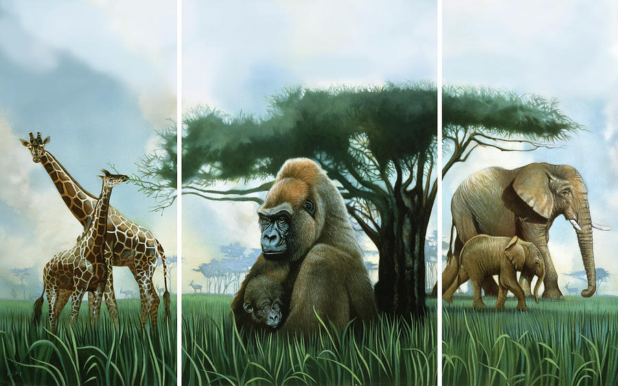 Animal Painting - African Triptic by John Rowe