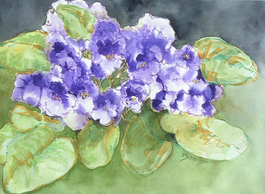 African Violets Painting by Edie Schneider