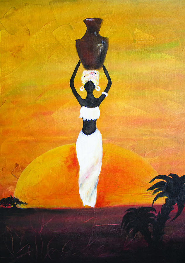 African woman art Painting by Ingrida