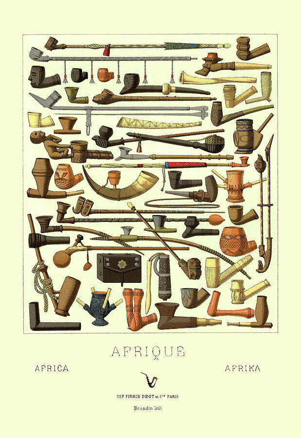 Afrique: Various Pipes Painting by Frederic Shoberl