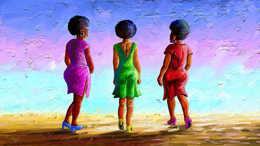 Cheerful Painting - Afro by Anthony Mwangi