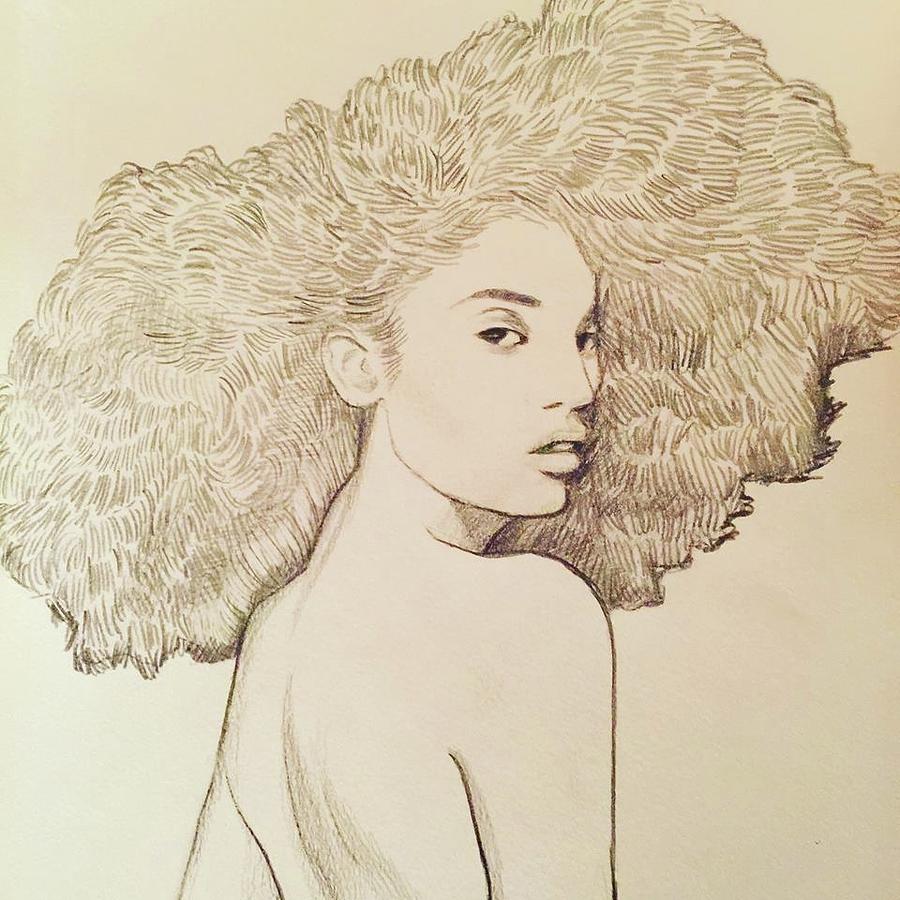 Afro Queen Drawing by Jazmen - Fine Art America