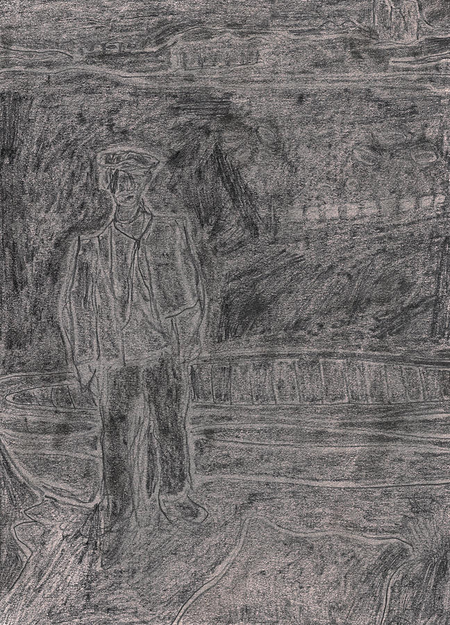 After Billy Childish Pencil Drawing 39 Drawing by Edgeworth Johnstone