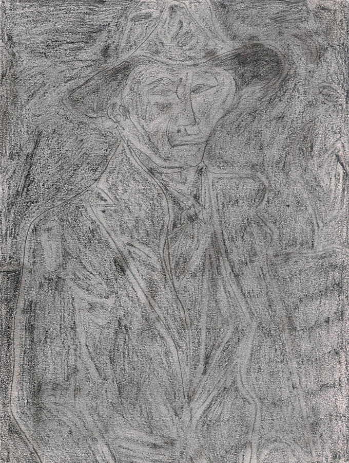 After Billy Childish Pencil Drawing 4 Drawing by Edgeworth Johnstone