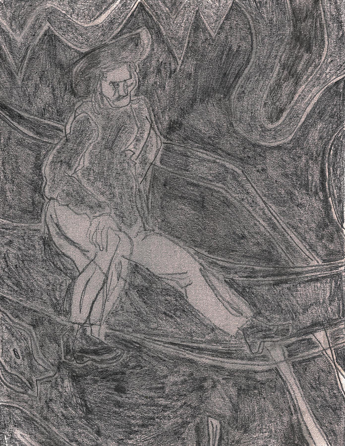 After Billy Childish Pencil Drawing 40 Drawing by Edgeworth Johnstone