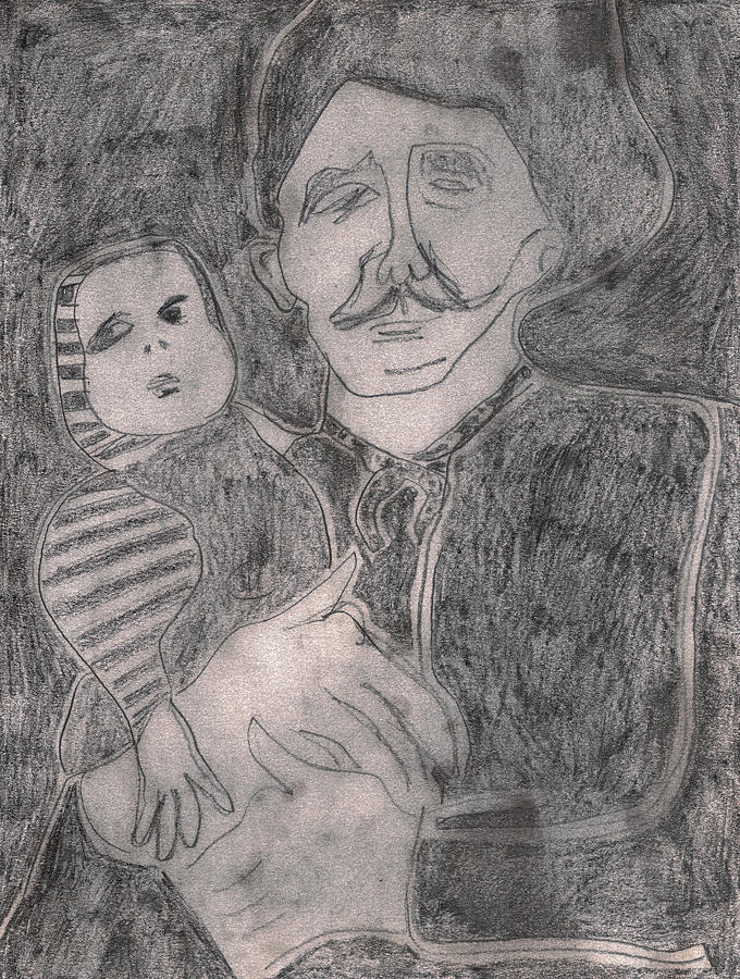 After Billy Childish Pencil Drawing 8 Drawing by Edgeworth Johnstone