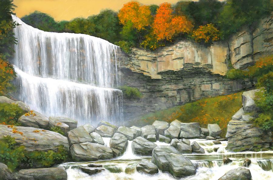 After Glow, Webster Falls Painting by Michael Swanson