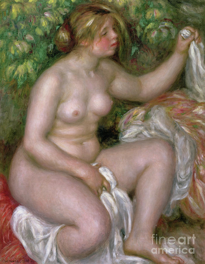 Pierre Auguste Renoir Painting - After the Bath, 1910 by Pierre Auguste Renoir