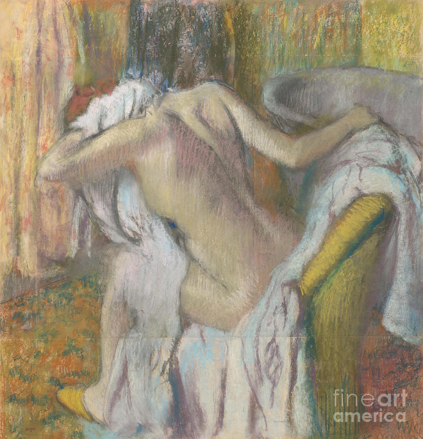 After The Bath, C. 1890. Artist Degas Drawing by Heritage Images