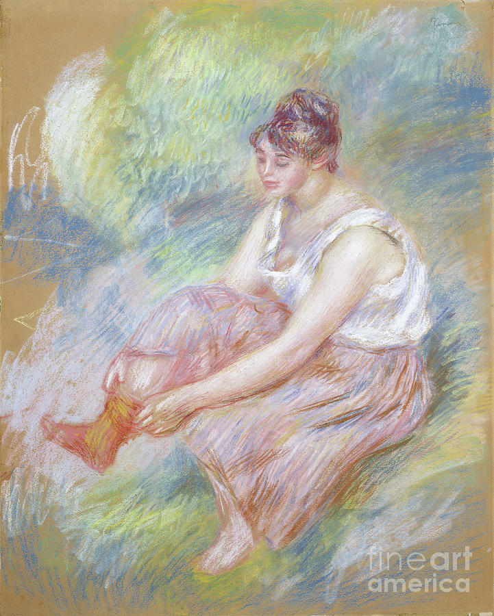 After The Bath, Circa 1890 Pastel Painting by Pierre Auguste Renoir