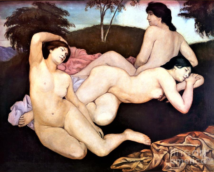 Impressionism Painting - After the bath Nymphs by Thea Recuerdo
