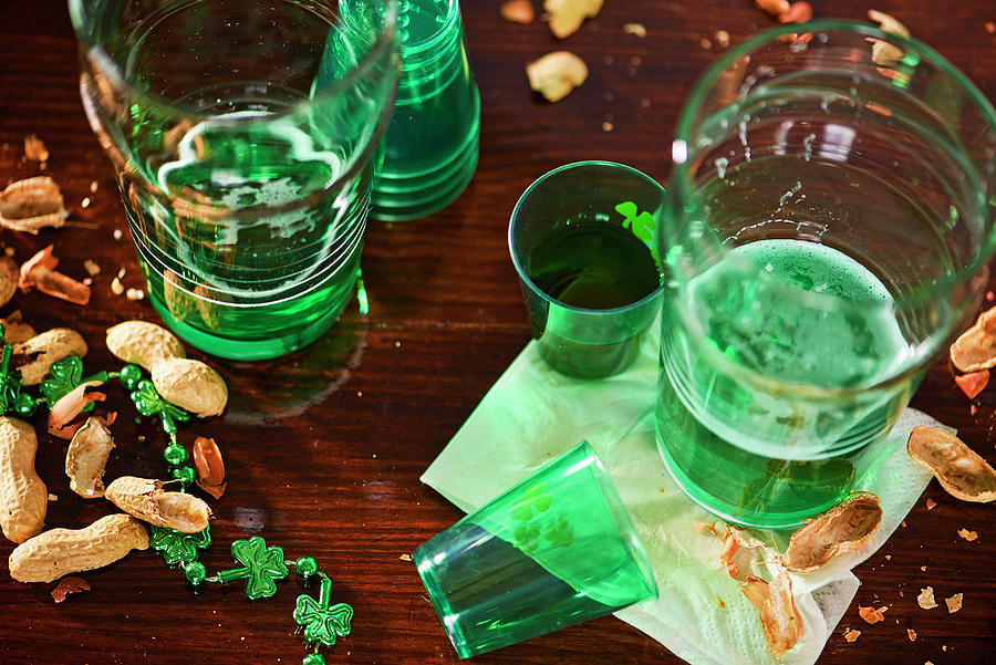 After The Party: Empty Glasses And Peanut Shells Photograph by Jim Scherer