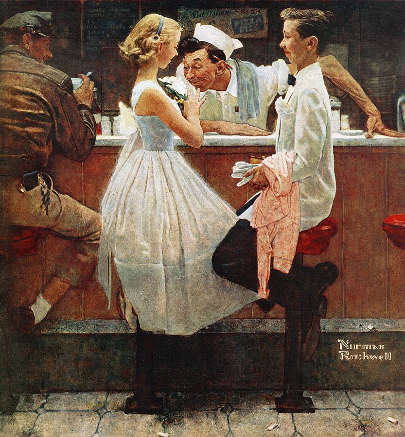 Corsage Drawing - After The Prom by Norman Rockwell