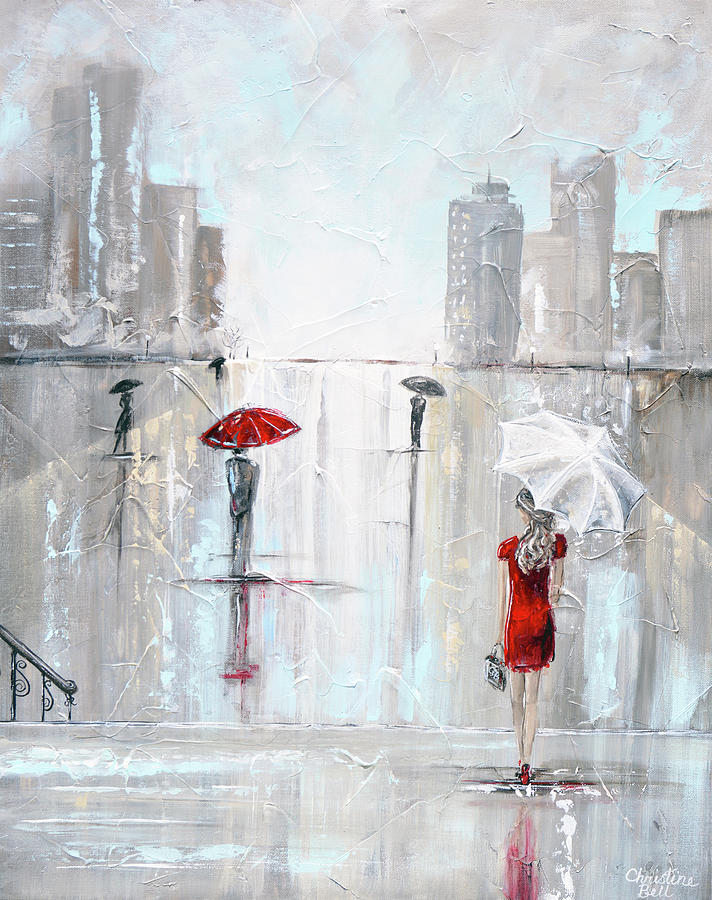 Umbrella Painting - After the Theater by Christine Bell
