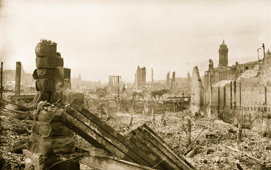 Aftermath of the San Francisco earthquake and fire of 1906 Painting by 