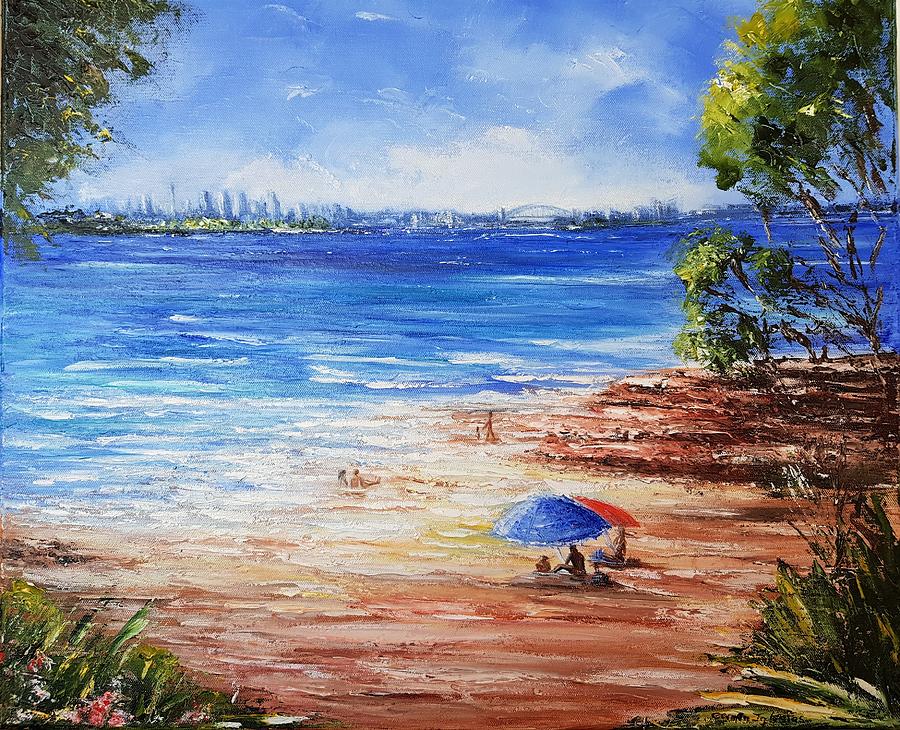 Afternoon at Milk Beach Painting by Carmen Iglesias