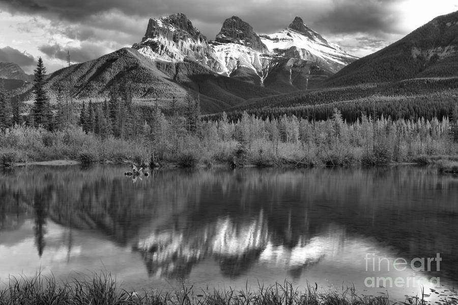 Afternoon At The Three Sisters Black And White Photograph by Adam Jewell