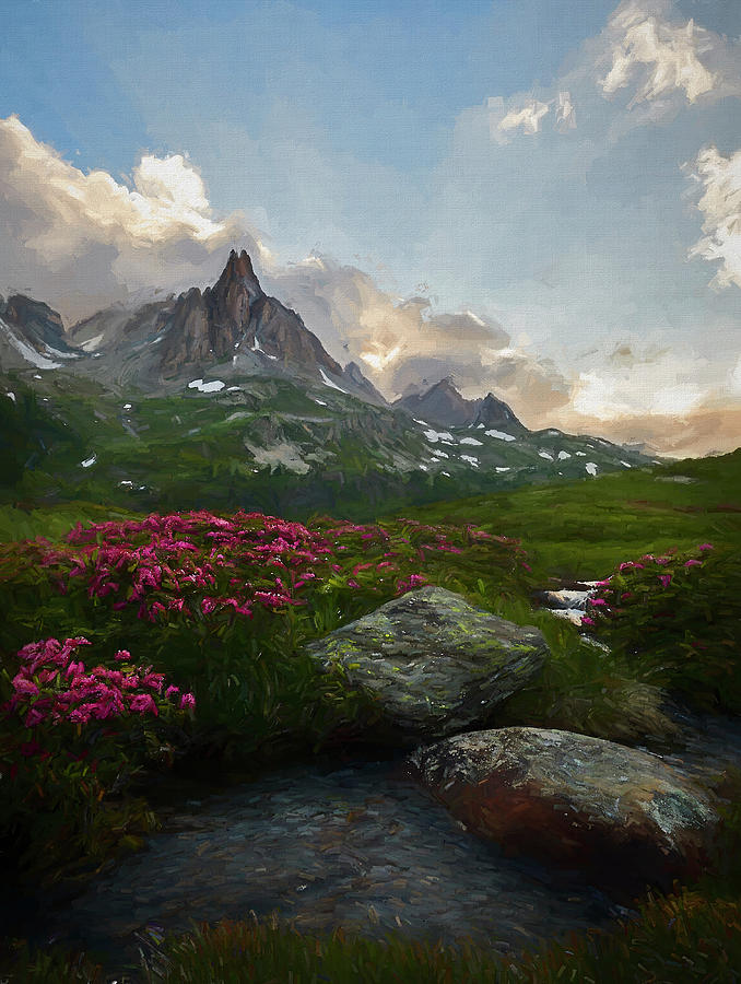 Flower Digital Art - Afternoon Light in the Alps III by Jon Glaser