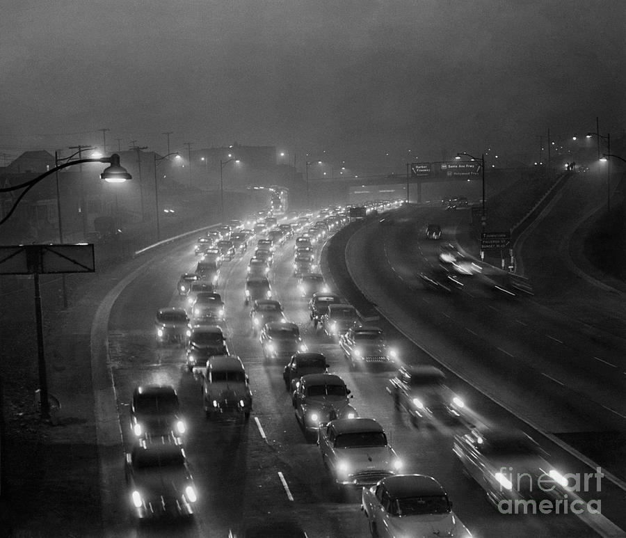 Afternoon Traffic In Thick Smog & Fog Photograph by Bettmann