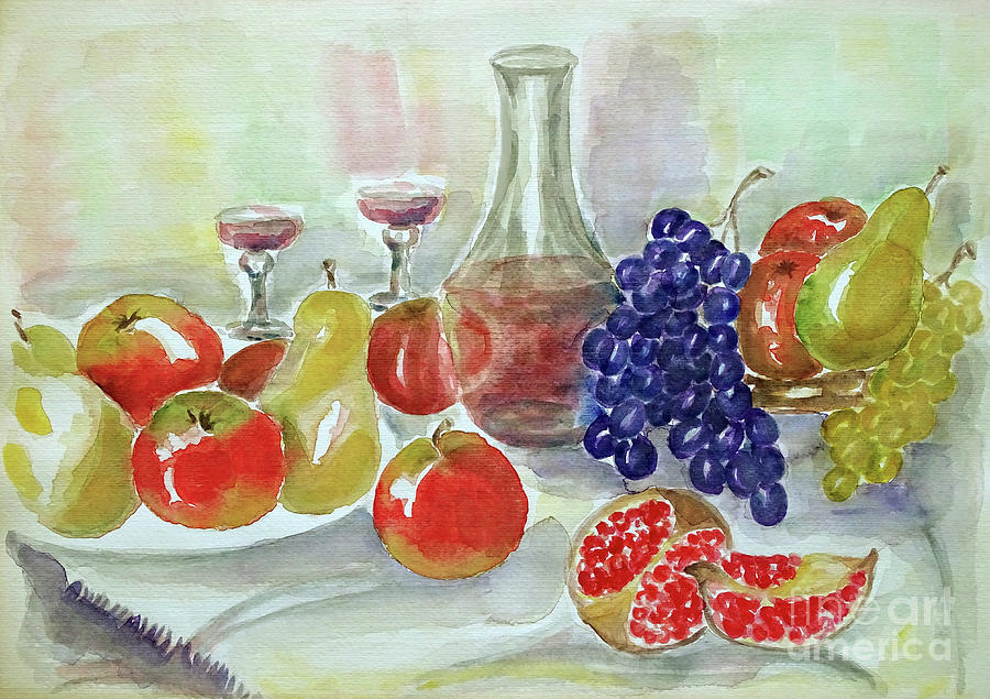 Afternoon With Fruit  Painting by Jasna Dragun