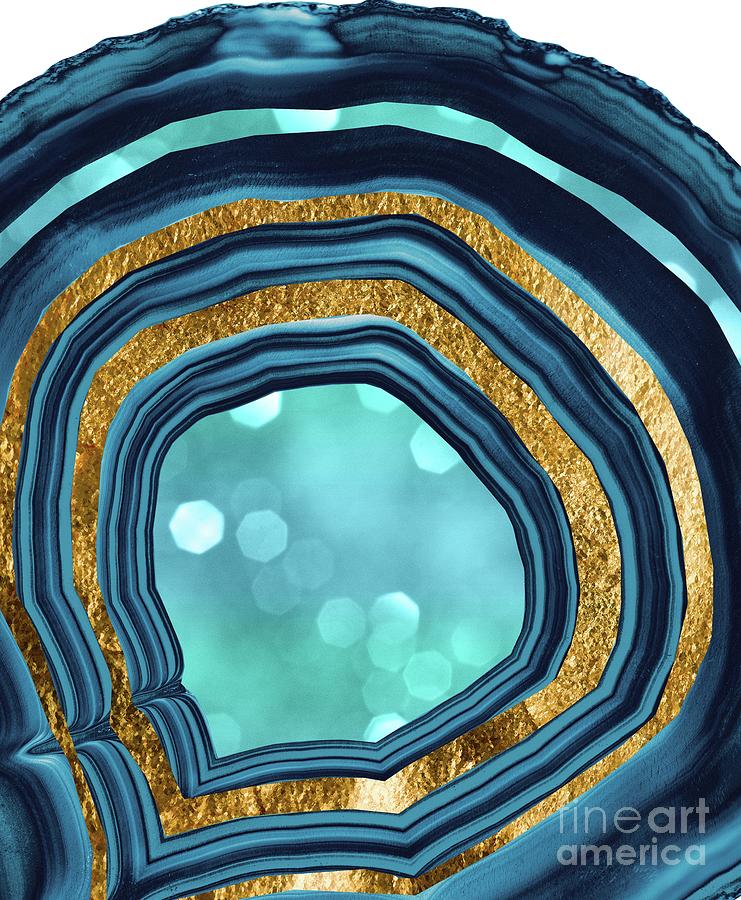 Teal Navy Blue Gold Glitter Marble #1 Faux Glitter #decor #art Digital Art  by Anitas and Bellas Art - Fine Art America