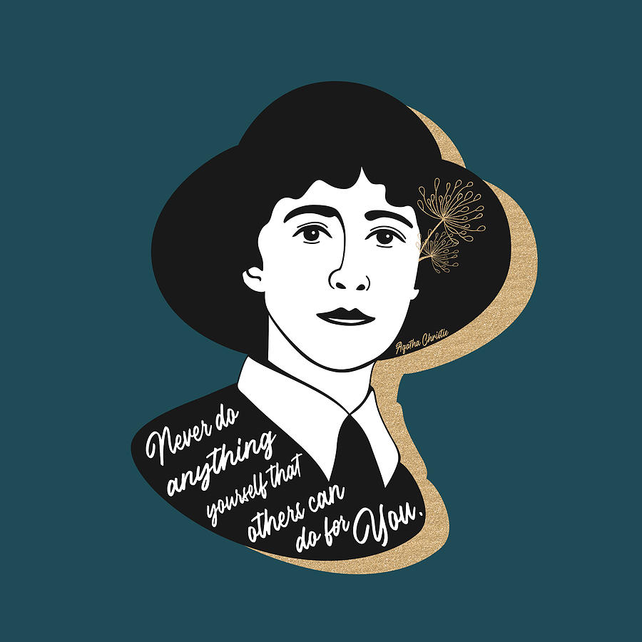 Inspirational Digital Art - Agatha Christie Graphic Quote II - Teal by Ink Well