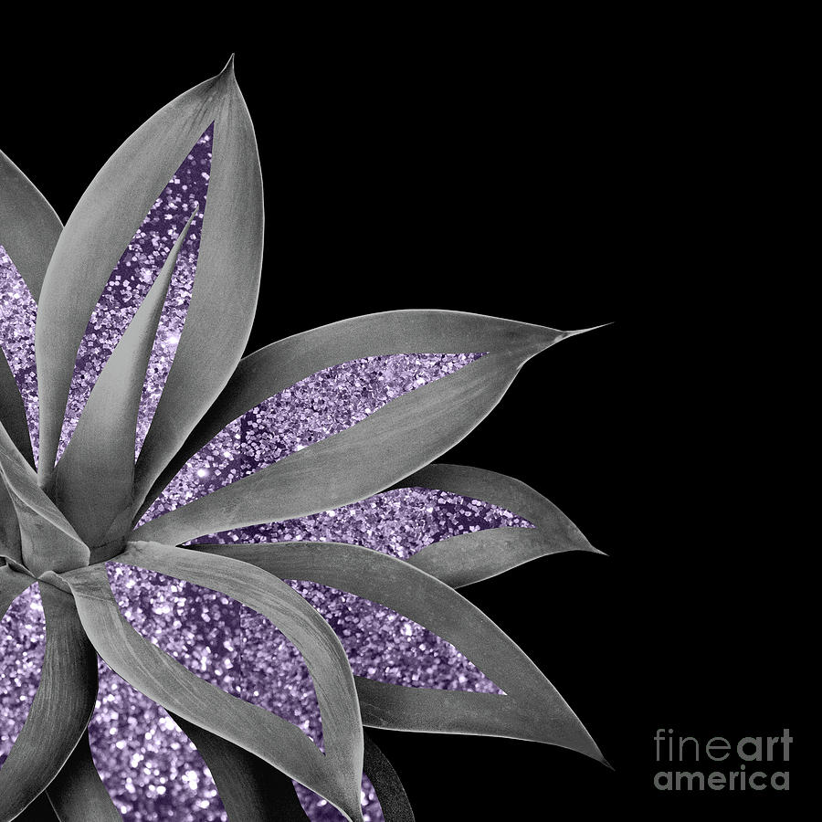 Nature Mixed Media - Agave Finesse Glitter Glam #3 #tropical #decor #art by Anitas and Bellas Art
