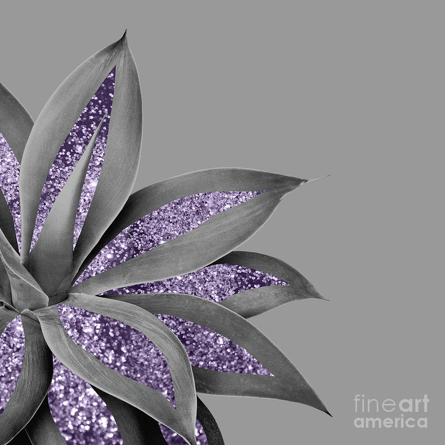 Nature Mixed Media - Agave Finesse Glitter Glam #4 #tropical #decor #art by Anitas and Bellas Art